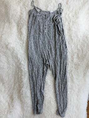 Colsie Gray Animal Print Spaghetti Strap Jumpsuit